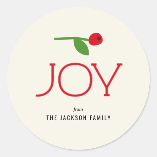 Simple Holiday Joy Berry Branch Ronde Sticker (Voorkant)