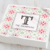 Simple Holiday Snowflake Pattern Monogram Initiaal Servet