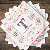 Simple Holiday Snowflake Pattern Monogram Initiaal Servet