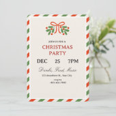 Simple Holly Christmas Party Invitation Kaart (Staand voorkant)