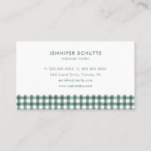Simple Home Logo Green Gingham Pattern Realtor Visitekaartje (Achterkant)