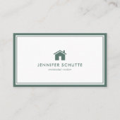 Simple Home Logo Green Gingham Pattern Realtor Visitekaartje (Voorkant)