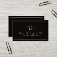 Simple Home Logo Monogram Modern Black en White