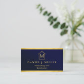 Simple Home Logo Monogram Modern Navy Blue Visitekaartje (Staand voorkant)
