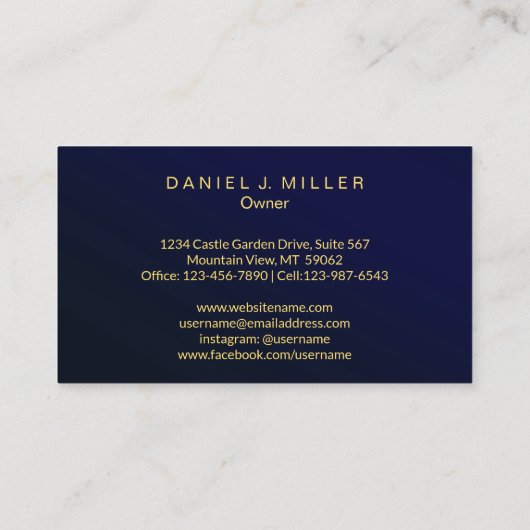 Simple Home Logo Monogram Modern Navy Blue Visitekaartje (Achterkant)