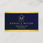 Simple Home Logo Monogram Modern Navy Blue Visitekaartje (Voorkant)