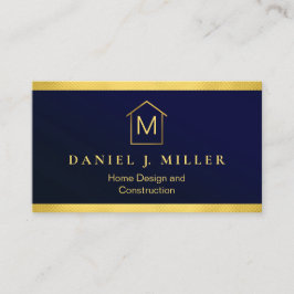 Simple Home Logo Monogram Modern Navy Blue Visitekaartje