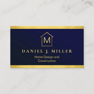 Simple Home Logo Monogram Modern Navy Blue Visitekaartje