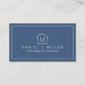 Simple Home Logo Monogram Modern Navy Blue & White Visitekaartje (Voorkant)