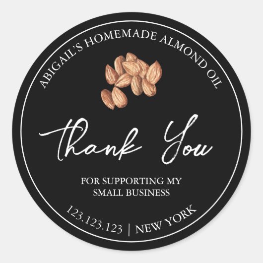 Simple Homemade Almond Oil Thank You Label (Voorkant)