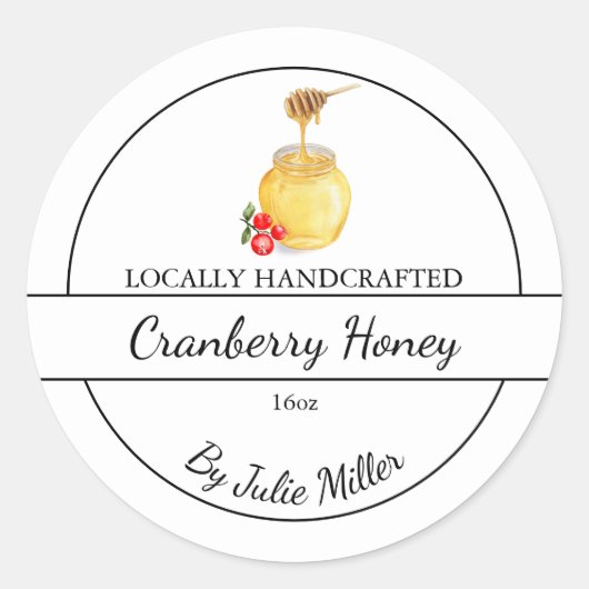 Simple Homemade Cranberry infused Honey Label (Voorkant)