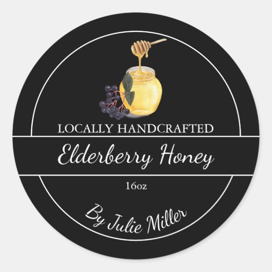 Simple Homemade Elderberry infused Honey Label (Voorkant)