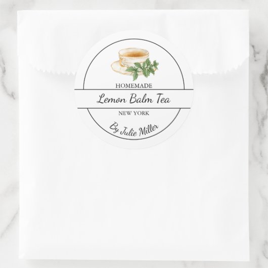 Simple Homemade Lemon Balm Tea Label (Tas)
