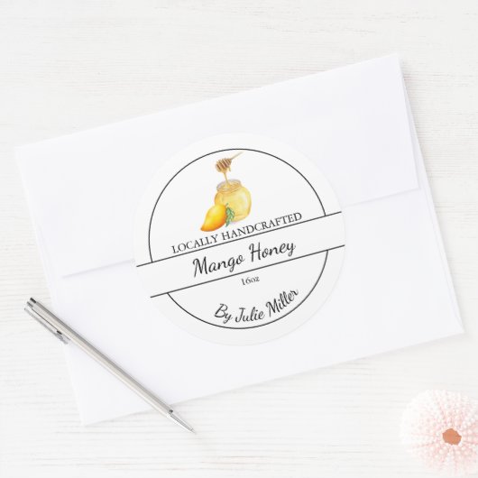 Simple Homemade Mango infused Honey Label (Envelop)
