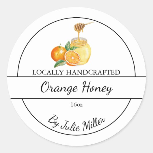 Simple Homemade Orange infused Honey Label (Voorkant)