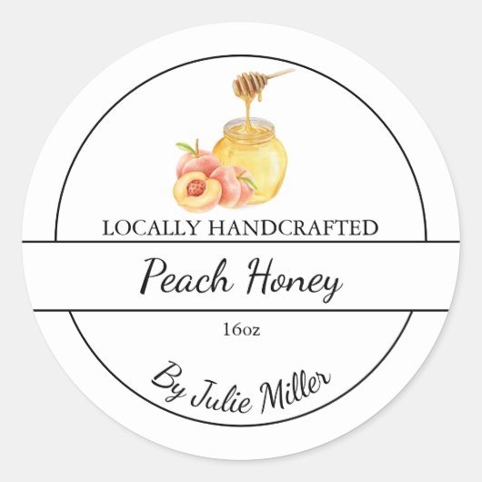 Simple Homemade Peach infused Honey Label (Voorkant)