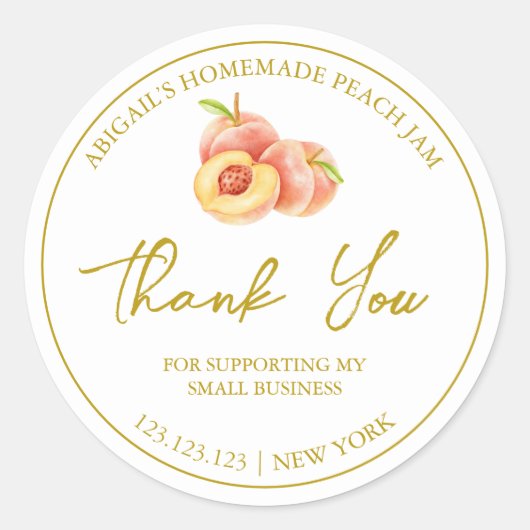 Simple Homemade Peach Jam Thank You Label (Voorkant)