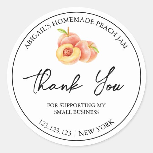 Simple Homemade Peach Jam Thank You Label (Voorkant)