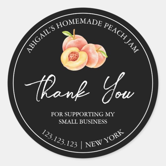 Simple Homemade Peach Jam Thank You Label (Voorkant)