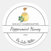 Simple Homemade Peppermint infused Honey Label