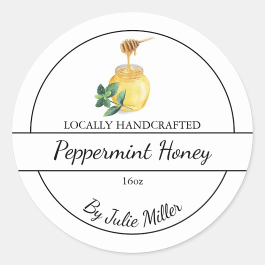 Simple Homemade Peppermint infused Honey Label (Voorkant)