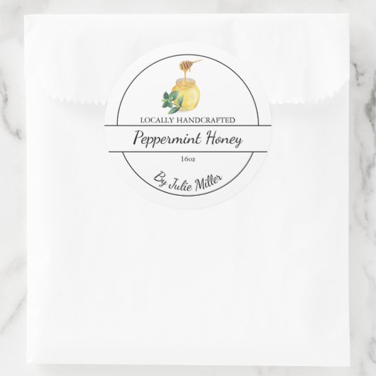 Simple Homemade Peppermint infused Honey Label (Tas)
