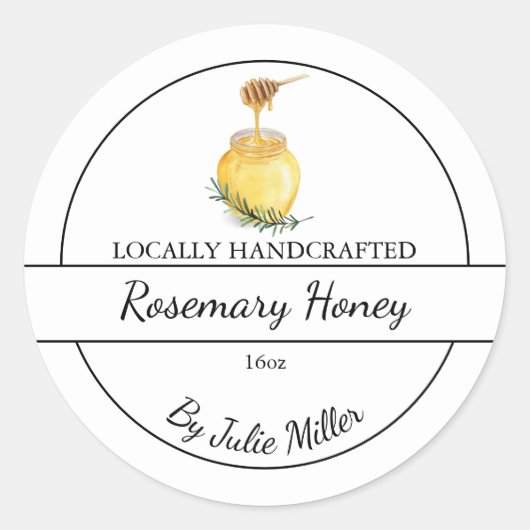 Simple Homemade Rosemary infused Honey Label (Voorkant)
