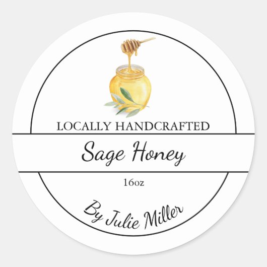 Simple Homemade Sage infused Honey Label (Voorkant)