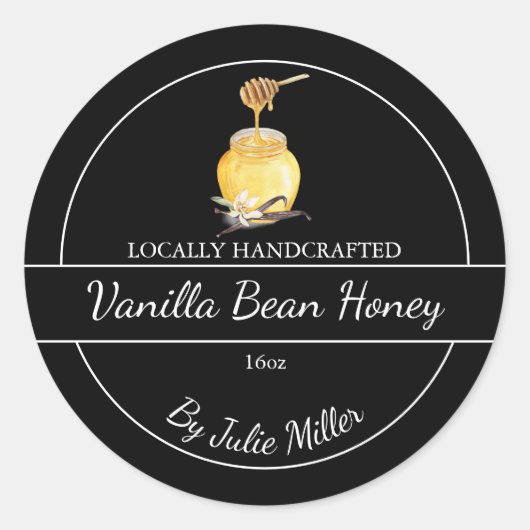 Simple Homemade Vanilla Bean infused Honey Label (Voorkant)