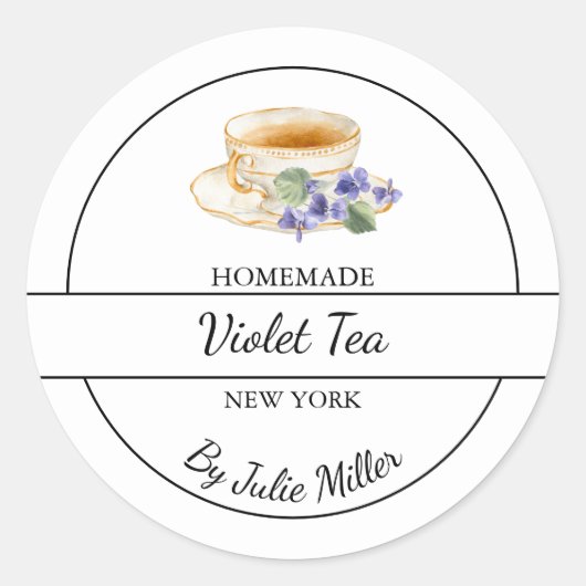 Simple Homemade Violet Tea Label (Voorkant)