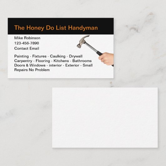Simple Honey Do Handyman Visitekaartjes (Voorkant / Achterkant)