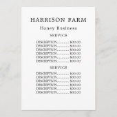 Simple Honey Farm Business Menu (Voorkant)