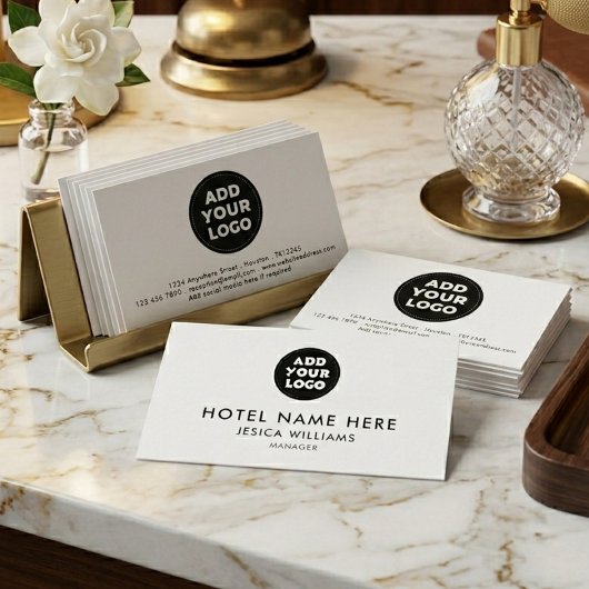 Simple Hotel Logo Name with Job Title Qr Code Visitekaartje