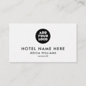 Simple Hotel Logo Name with Job Title Qr Code Visitekaartje (Voorkant)