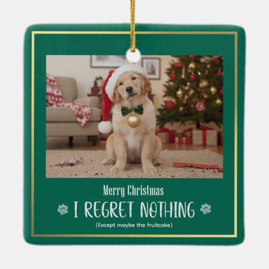 Simple Humor Funny Cute Dog Photo Christmas Keramisch Ornament (Achterkant)