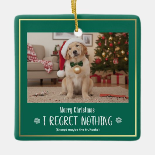 Simple Humor Funny Cute Dog Photo Christmas Keramisch Ornament (Voorkant)