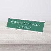 Simple Hunter Green Name Bord Bureau Naambordje (Voorkant)