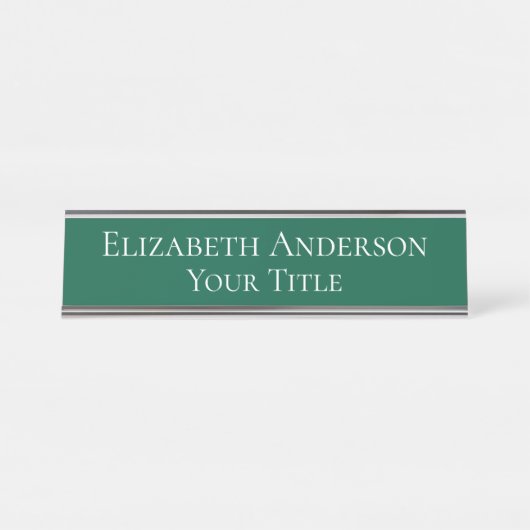 Simple Hunter Green Name Bord Bureau Naambordje (Voorkant)