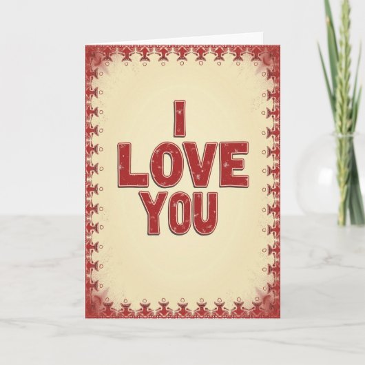 Simple I Love You Patterned Card Kaart (Voorkant)
