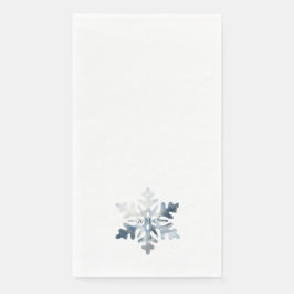 Simple Icy Blue Waterverf Snowflake Monogram Servet