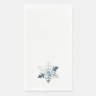 Simple Icy Blue Waterverf Snowflake Monogram Servet