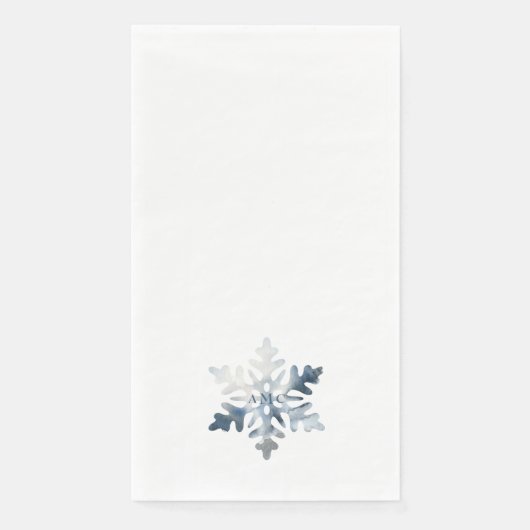 Simple Icy Blue Waterverf Snowflake Monogram Servet (Voorkant)