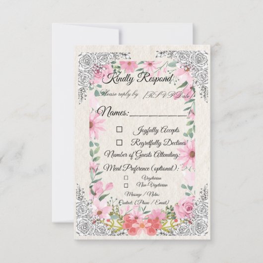 Simple Indian Wedding RSVP Card | Elegant  (Voorkant)