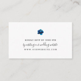 Simple Indigo Blue Flower bruiloft RSVP online Informatiekaartje