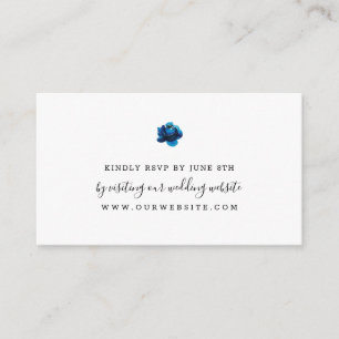 Simple Indigo Blue Flower bruiloft RSVP online Informatiekaartje