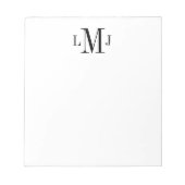 Simple Initiaal Monogram Black Notitieblok (Voorkant)