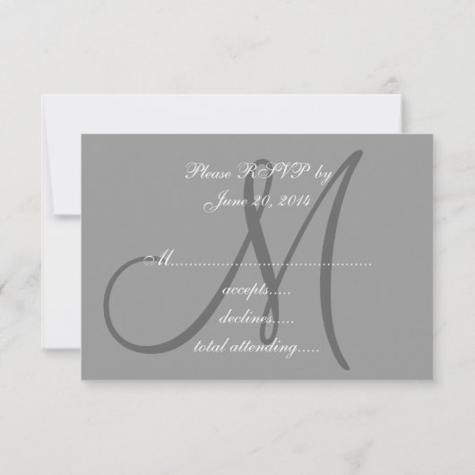 Simple Initiaal Wedding RSVP Grey (Achterkant)