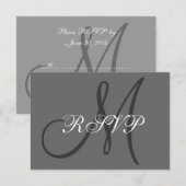 Simple Initiaal Wedding RSVP Grey (Voorkant / Achterkant)