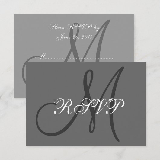 Simple Initiaal Wedding RSVP Grey (Voorkant / Achterkant)