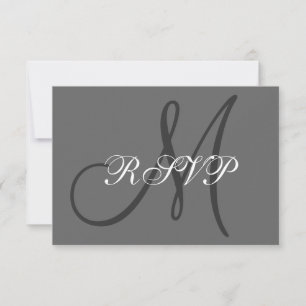 Simple Initiaal Wedding RSVP Grey
